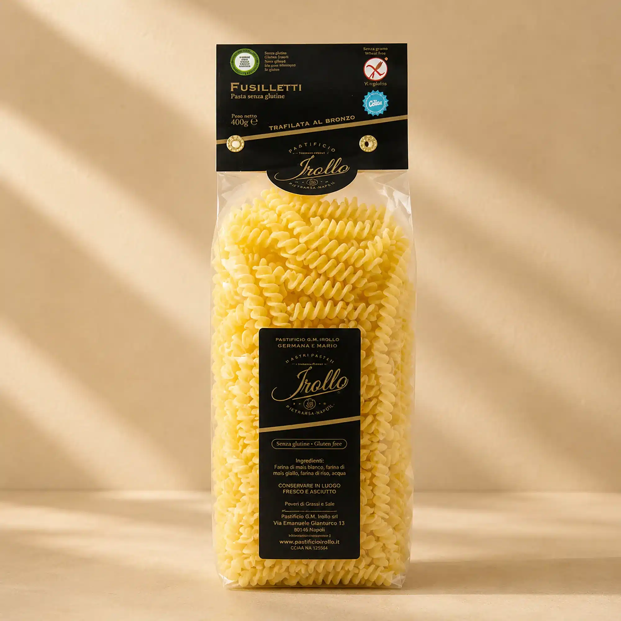 Fusilletti Irollo Pastificio sin gluten Bio de maíz y arroz en formato 400 g