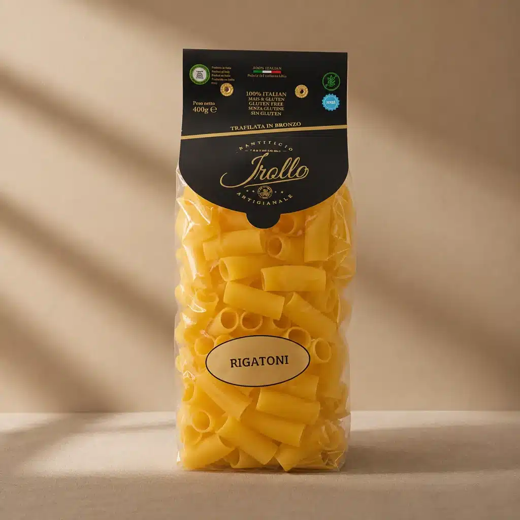 Pasta sin gluten rigatoni marca Irollo