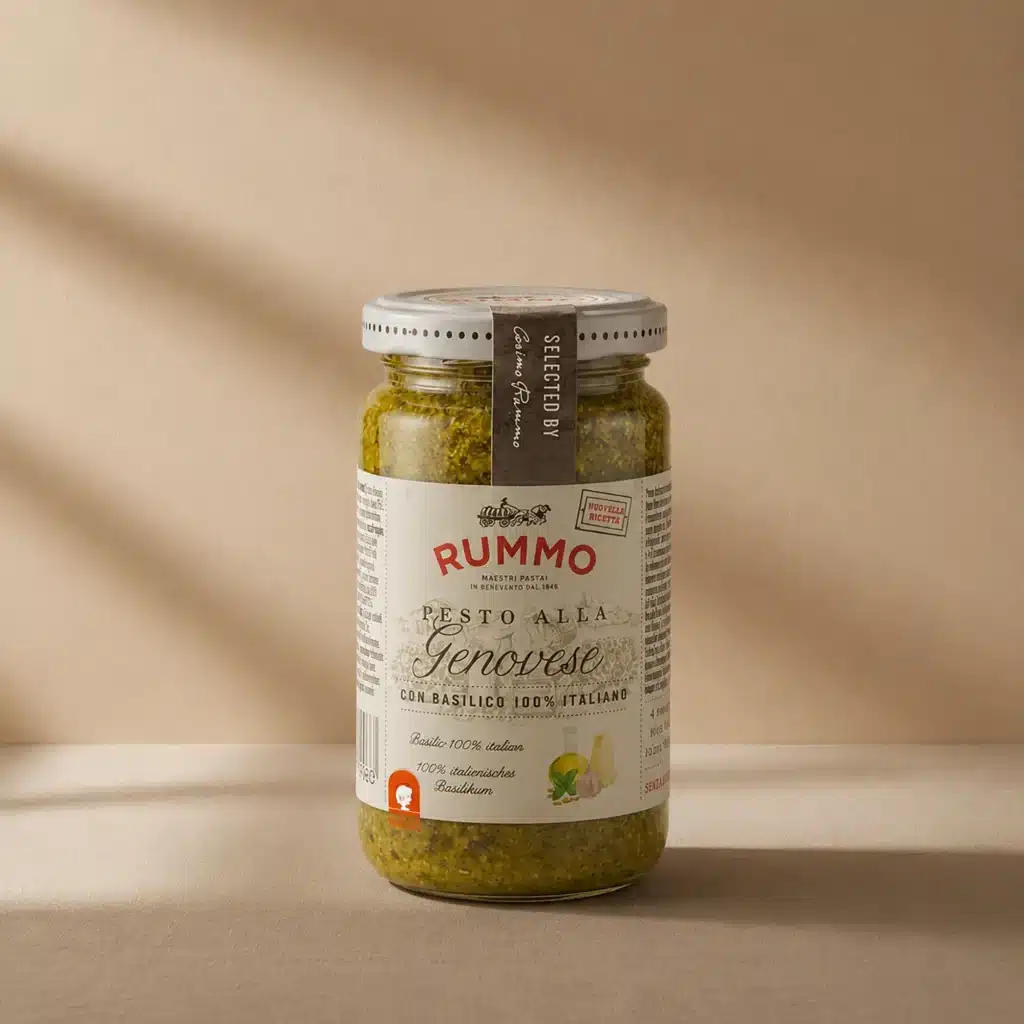 Rummo pesto genovese SIN Gluten con albahaca 32%, queso Grana Padano DOP y Pecorino Romano DOP, 190 gr